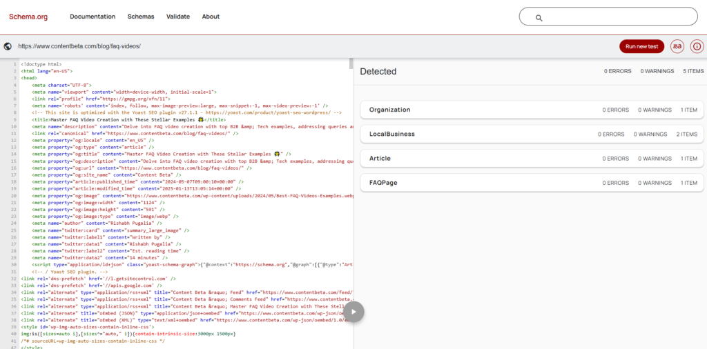 Schema Validator in use